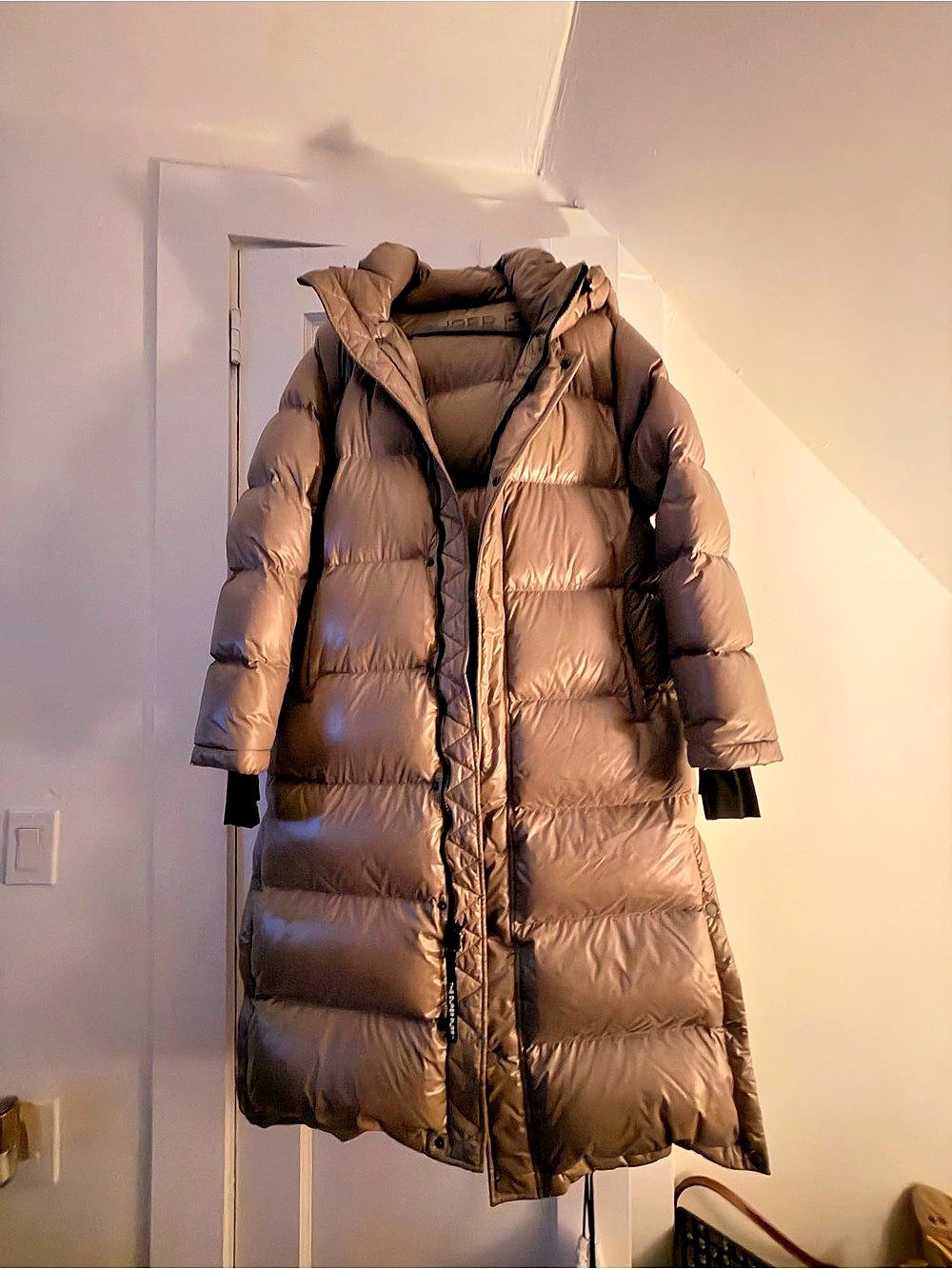 Aritzia The Super Puff Long Hooded Puffer Coat Modern Taupe